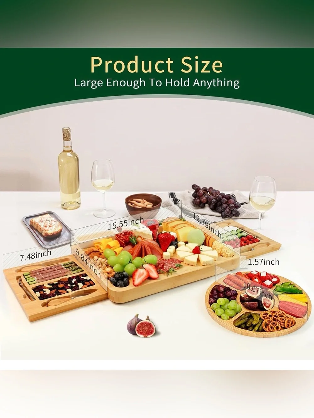 Bamboo Charcuterie & Cheese Serving Board Set - Natural Wood